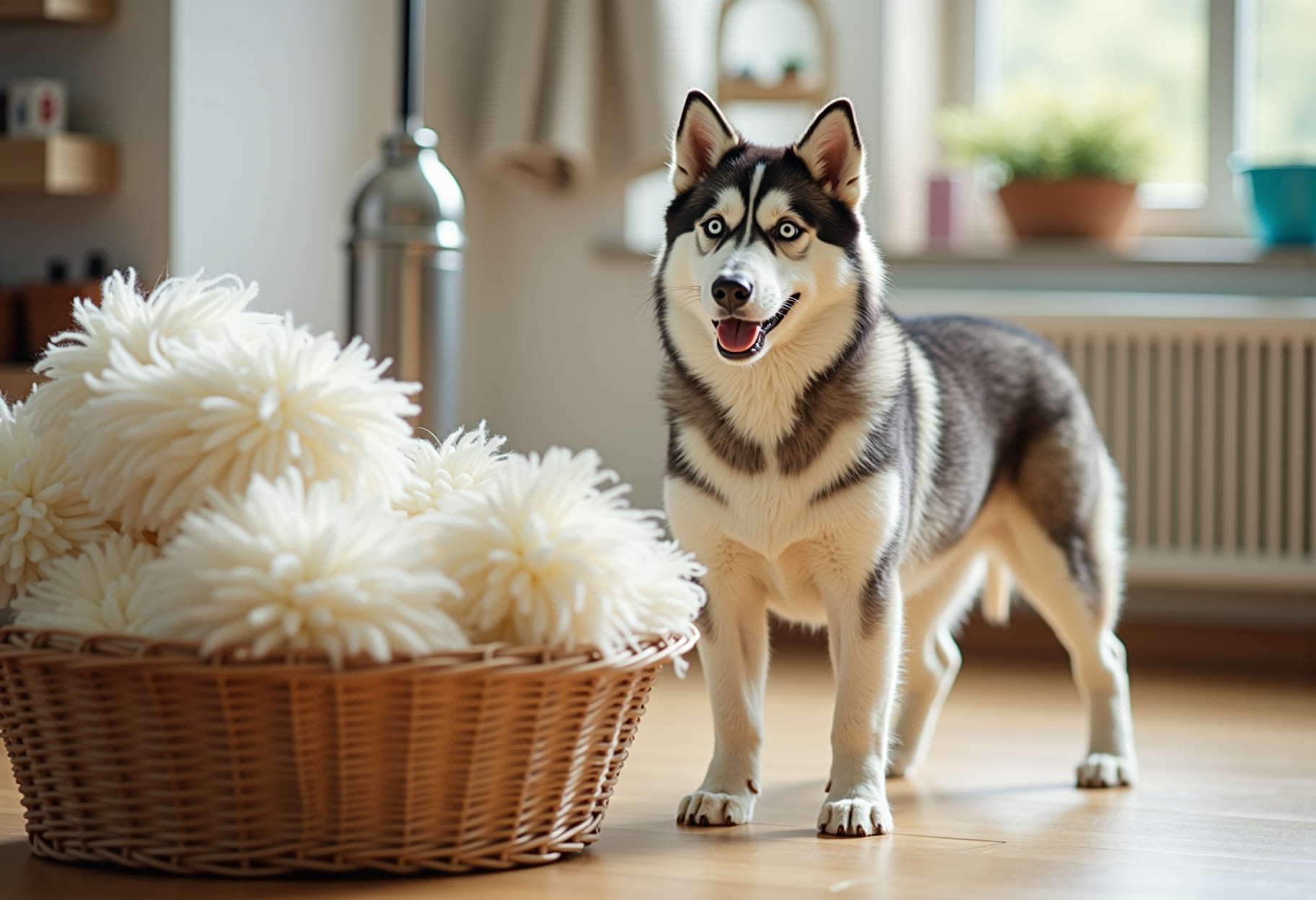 Husky de-shed, and the pile of undercoat to prove it